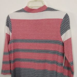 ASOS Womens Size 4 Knit Maxi Dress Red White Blue Stripes Side Slits 3/4 Sleeves